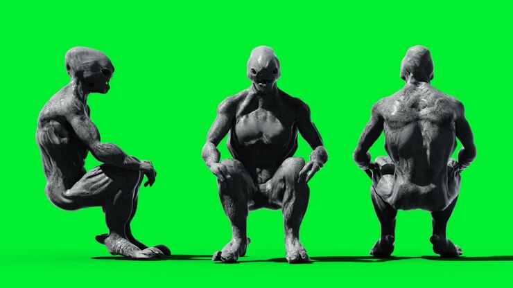 Scary monster animation. Phisical, motion, blur. Realistic 4k animation. Green screen