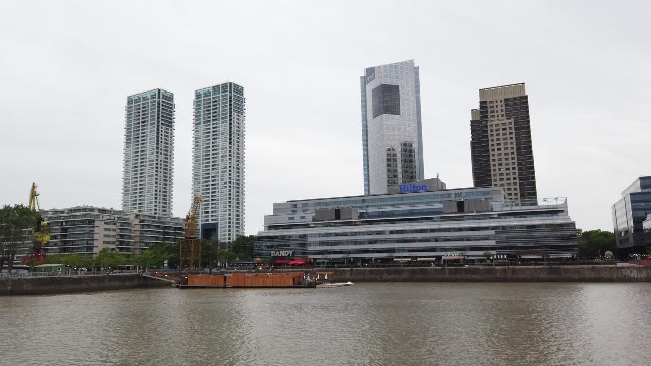 Panoramic at Hotels and Skyscrapers of Puerto Madero Waterfront of Buenos Aires Argentina