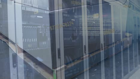 animation of numbers and server sover warehouse