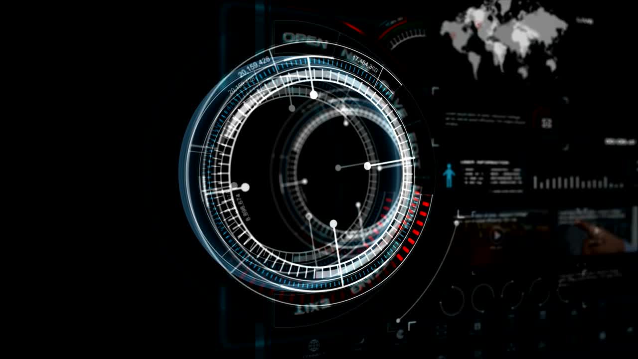 animación en 4k de la interfaz de visualización de hud con icono gráfico de carga de elemento de barra para el concepto futurista de tecnología cibernética