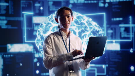 ingeniero haciendo una simulación del cerebro humano