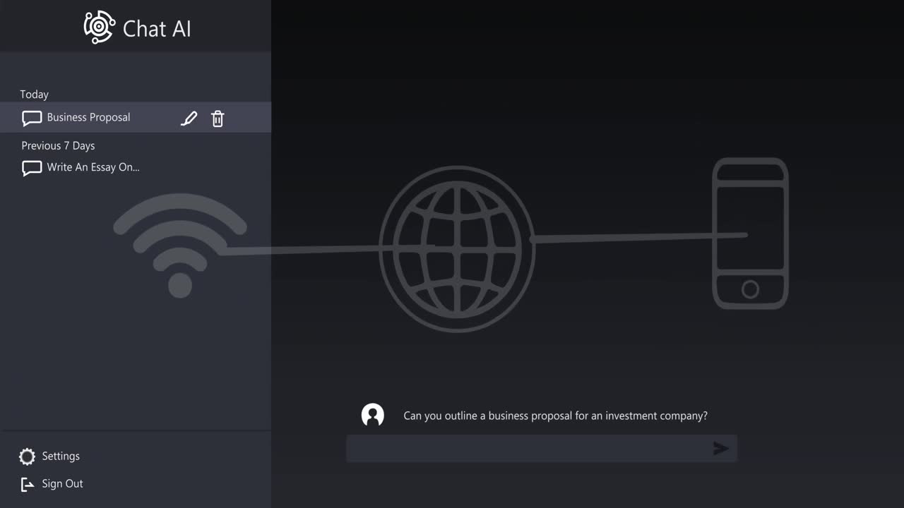 logotipo de chat y texto de conversación a través de la red de wi-fi, globo y iconos de teléfono inteligente