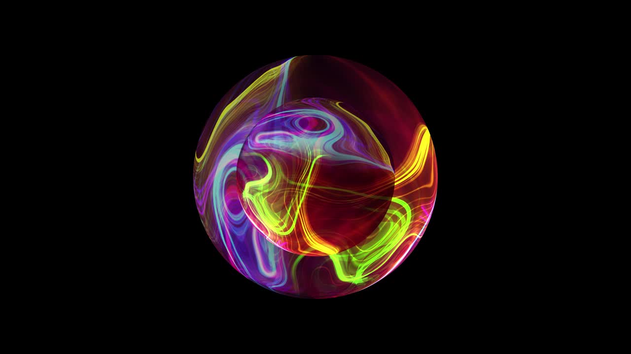 abstracto ciencia ficción colorida magia fantasía futurista bola de vidrio de plasma bucle sin costuras aislado en fondo negro con canal alfa. elemento de efecto de renderización 4k 3d para ciencia o tecnología abstracta.