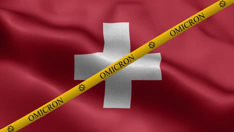 variante de omicron y franja de prohibición en la bandera de suiza - bandera de suiza