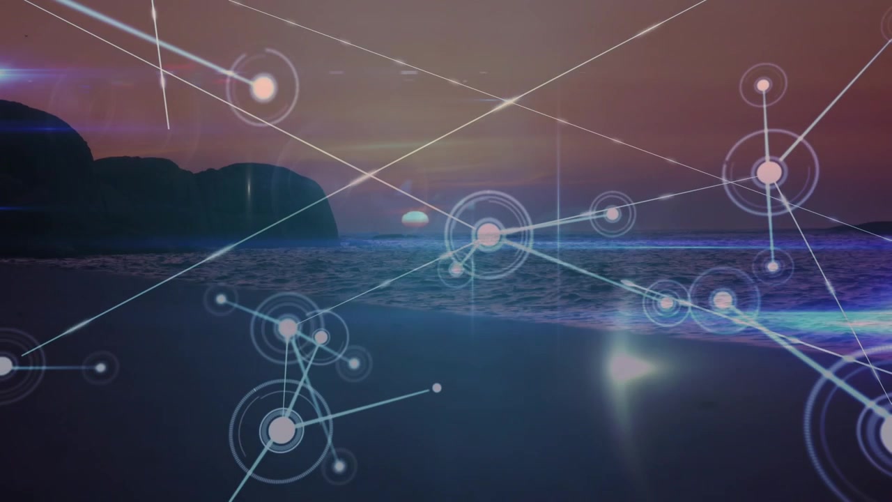 Animation of globe of networks of connections over landscape