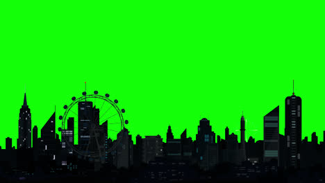 Skyline-Stadt-Feuerwerk-Animation,-Transparenter-Hintergrund-Mit-Alphakanal