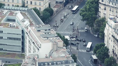 aerial view of paris buildings and traffic
