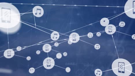 animation of network of connections with digital icons and circuit board