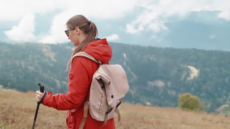 woman hiking in mountains