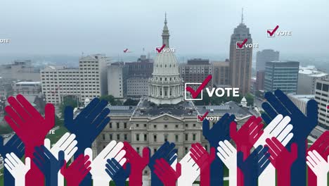 capitol building with vote and american hands animation