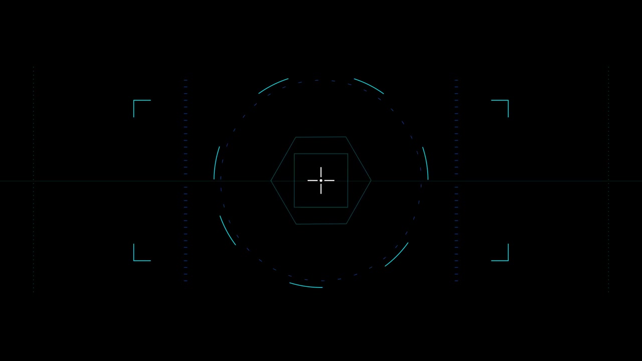 Digital HUD Interface with Pulsing Hexagon Target