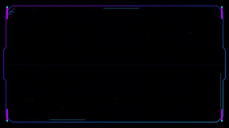 Futuristic Digital HUD Interface Frame with Glowing Neon Borders