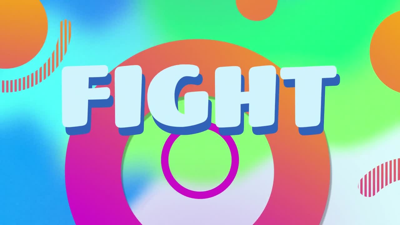 animación del texto de lucha sobre formas abstractas de fondo