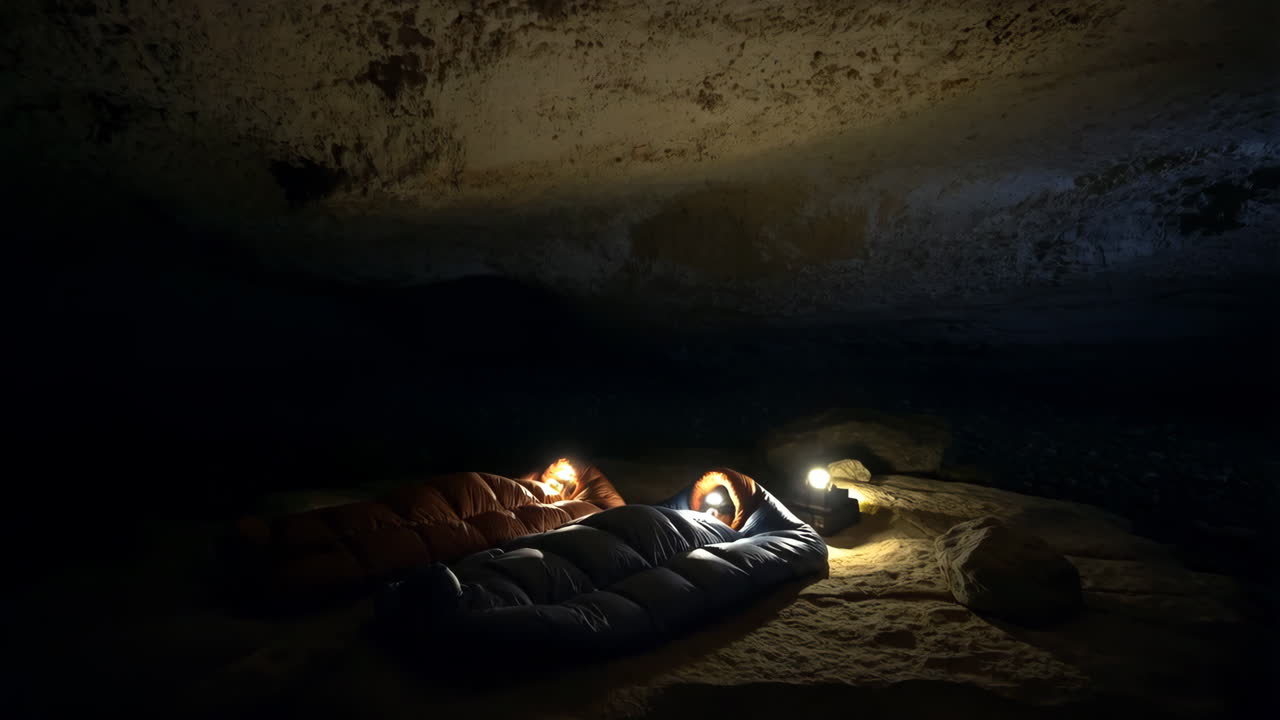 Overnight Cave Camping with Headlamps