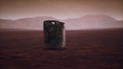 un recipiente de combustible oxidado en el viejo desierto