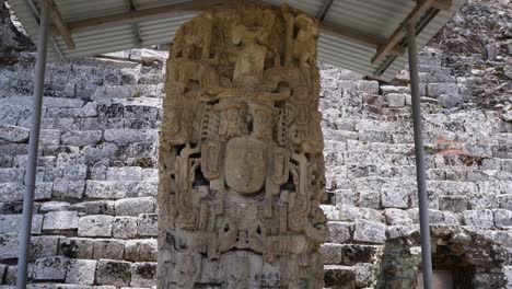 tilt up stela n stone carving portrait of early mayan ruler at copan