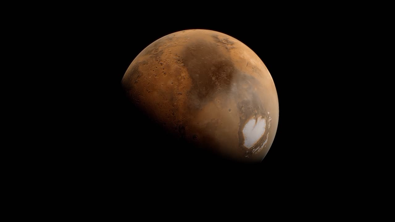 марс быстро вращается, превращаясь в землеподобную планету в космическом пространстве