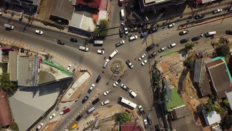 phuket island sunny day town traffic street circle aerial down view 4k thailand