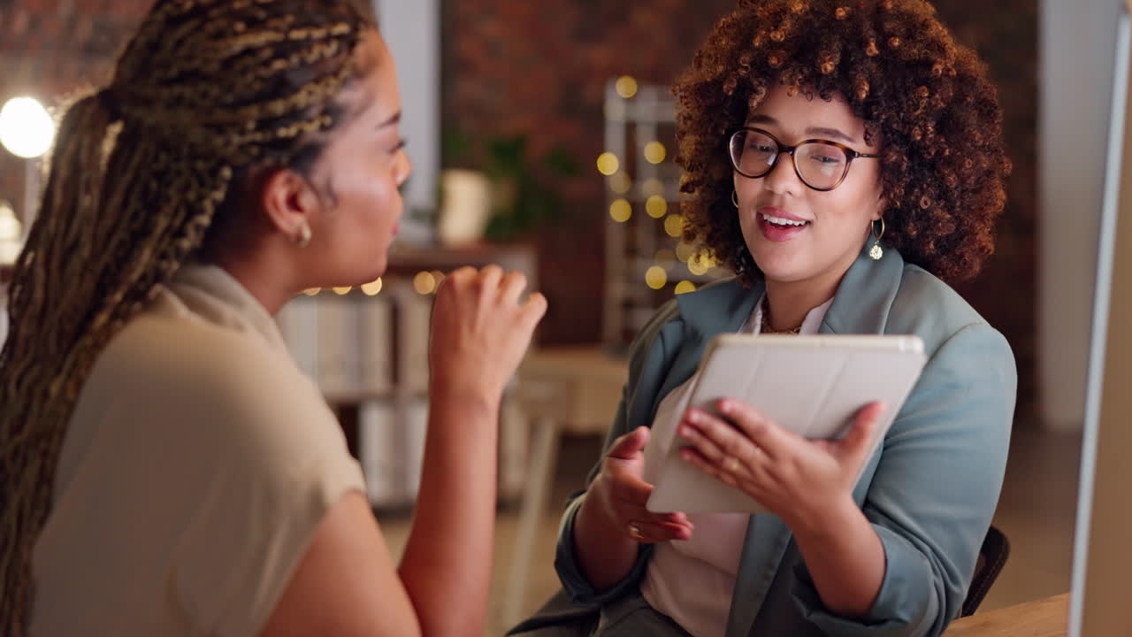 Tablet, meeting and collaboration with a business