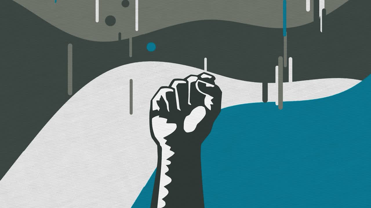 挙げられた拳の抗議画像