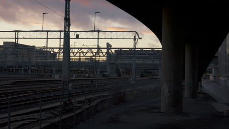 oslo central station in the sunset