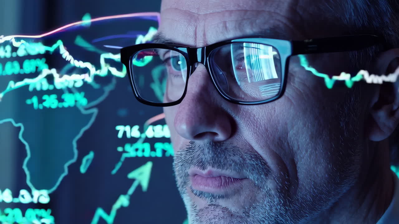 hombre de negocios analizando datos financieros