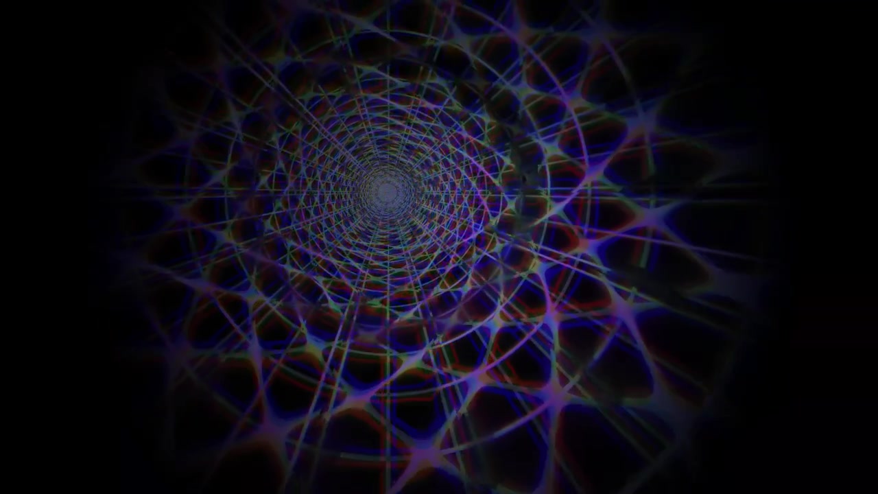 Un design a spirale colorato attira gli spettatori in un'illusione di profondità. Il motivo presenta una miscela di colori chiari e scuri. L'opera d'arte digitale mostra linee e forme vivaci.