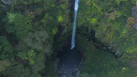 aerial view of amidaga falls in mountains of gifu japan