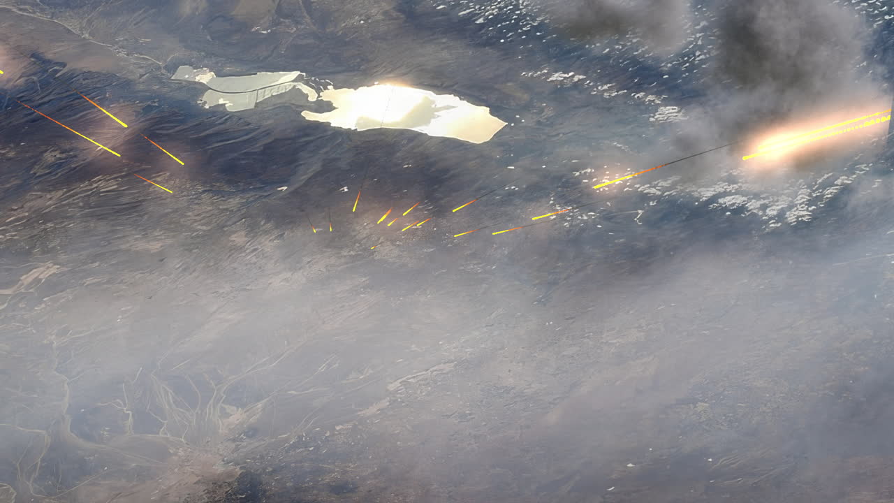 Meteors or missiles above Dead Sea Israel