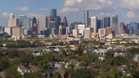 establishing aerial shot of downtown houston and surrounding area