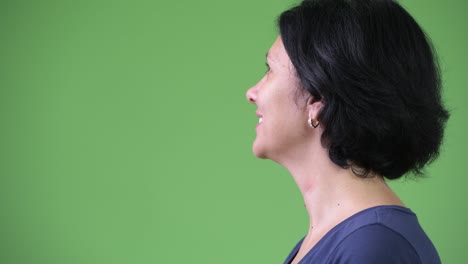 profile view of beautiful woman with short hair smiling