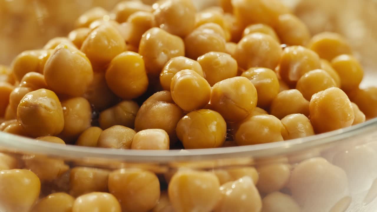 Chickpeas in a Glass Bowl
