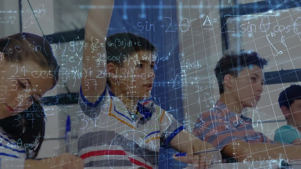 학교에서 다양한 학생들의 수업에 대한 수학 그래프의 애니메이션