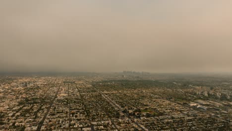 4k aerial of the la fires in january 2025 from west hollywood, los angeles, california, usa.