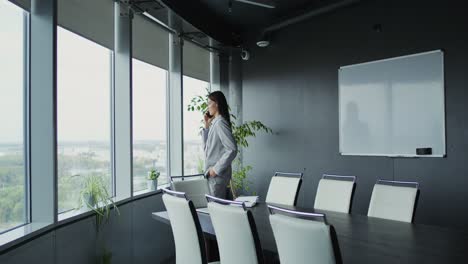 businesswoman on phone in modern office