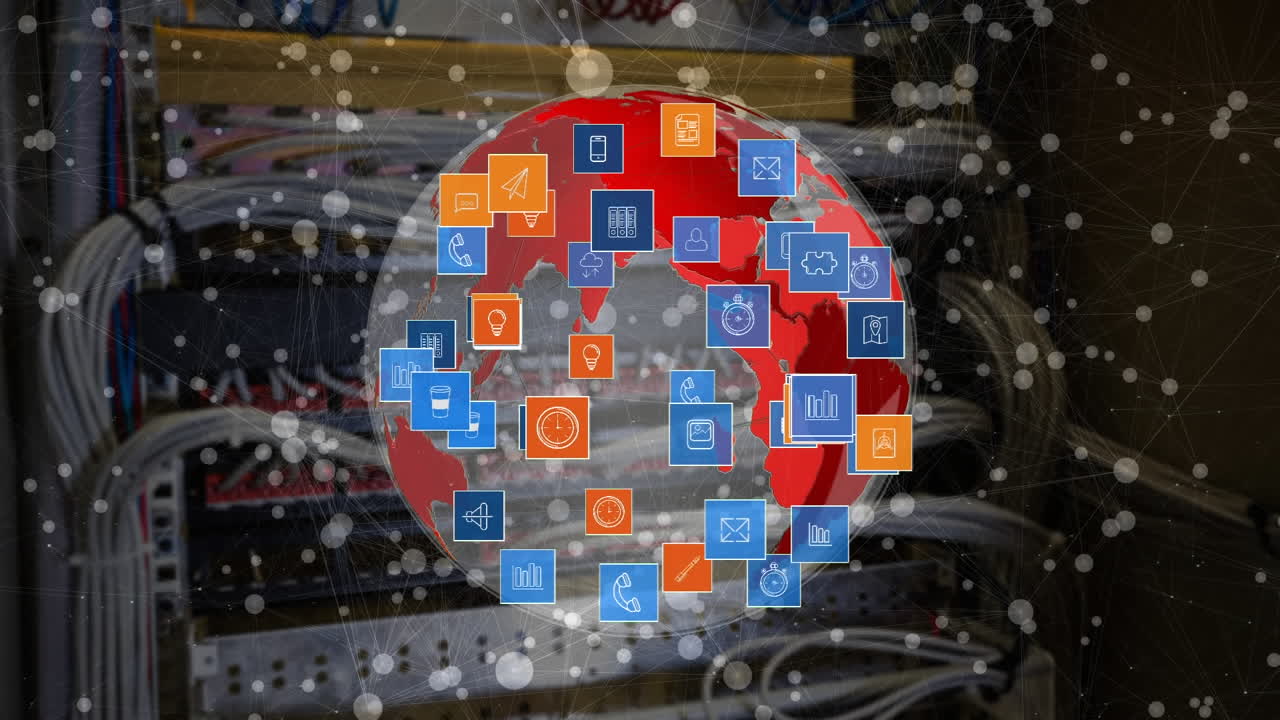 iconos de globos y aplicaciones digitales