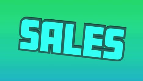 digital animation of blue sales text bouncing against green and blue gradient background