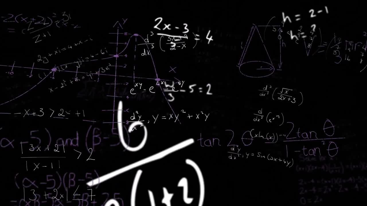 animación de fórmulas matemáticas sobre un fondo negro