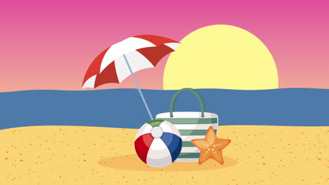 summer umbrella on the beach animation