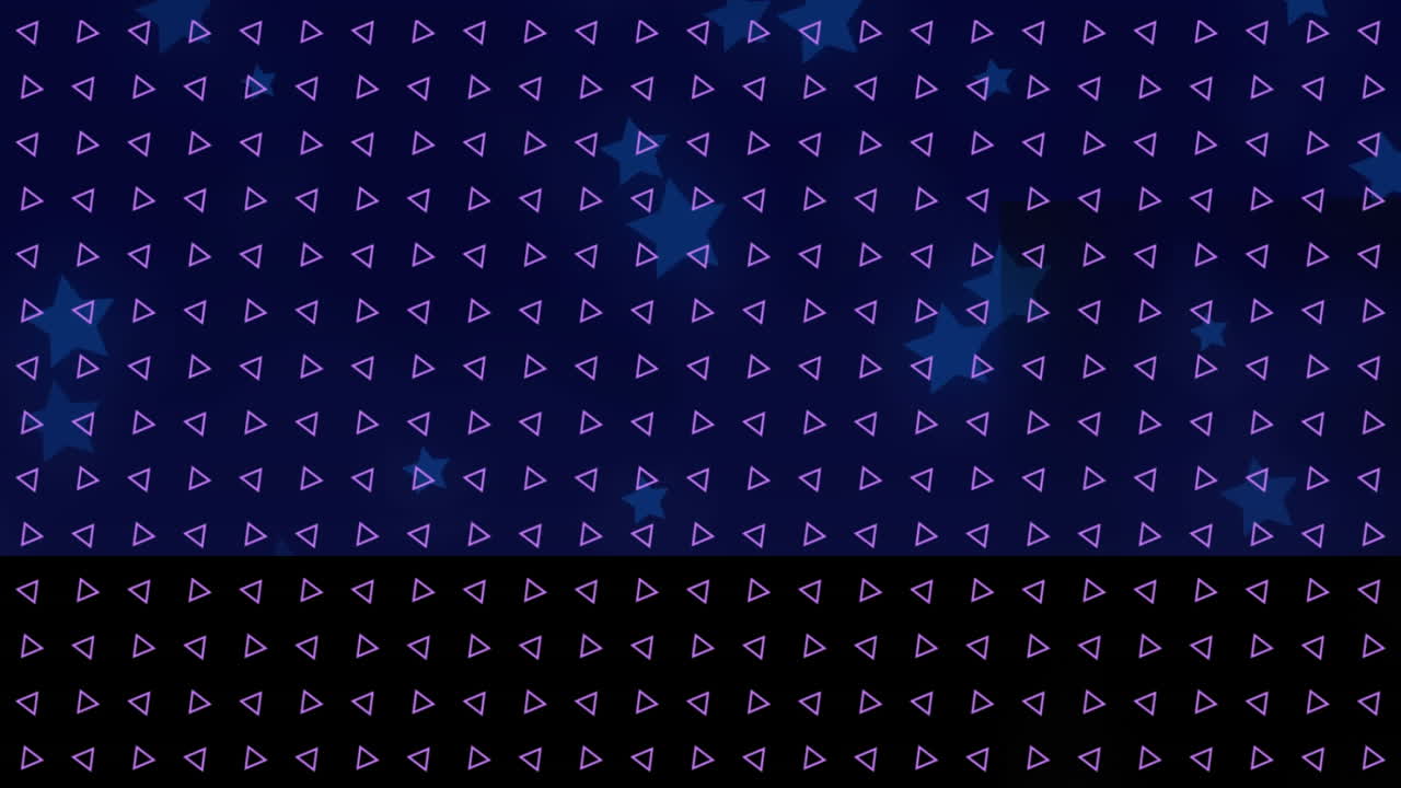 animación de varios triángulos sobre estrellas azules
