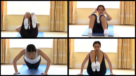 animación de una mujer radiante haciendo ejercicios de fitness