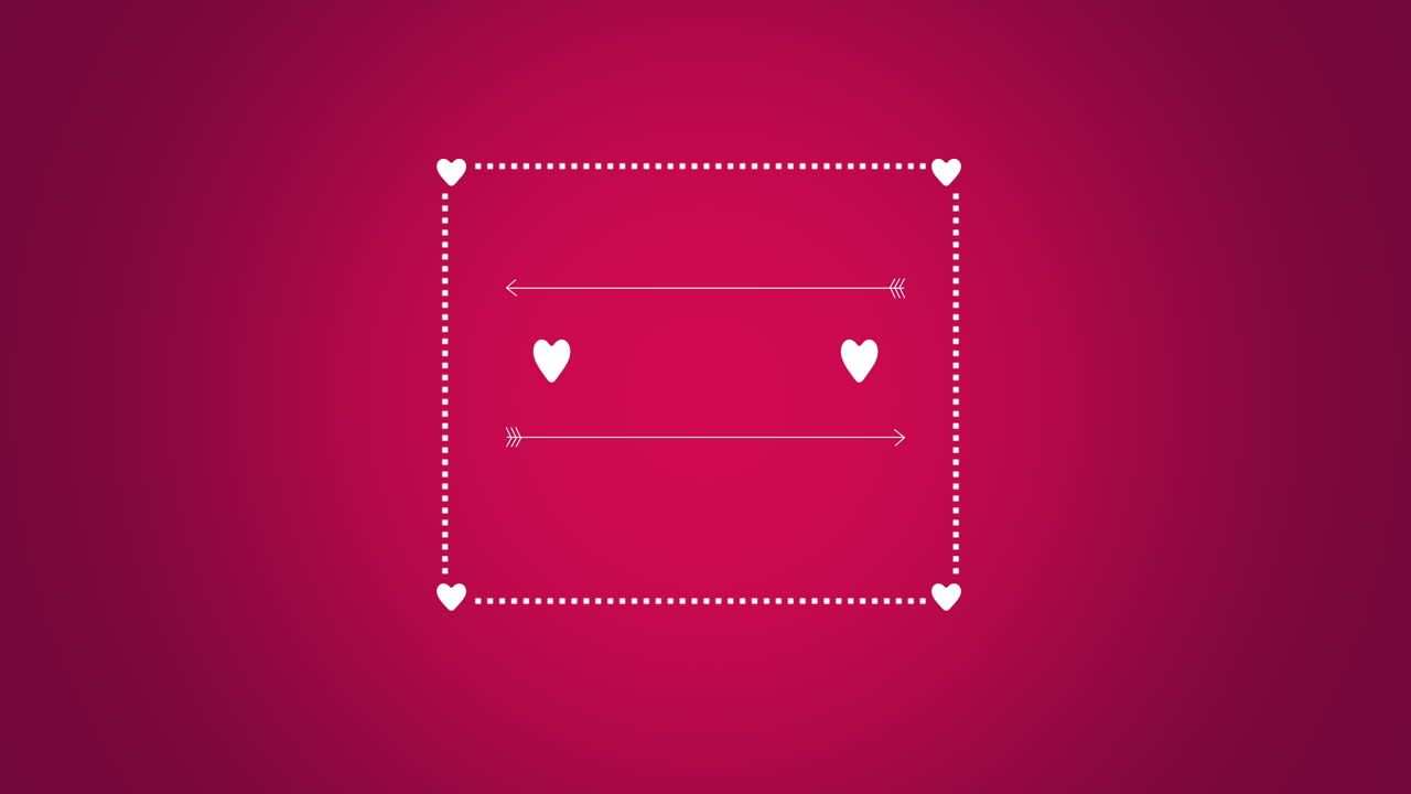 빨간색 발렌타인 배경에 화살표와 프레임 애니메이션 근접 촬영 로맨틱 레드 하트