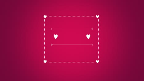 Animated-closeup-romantic-red-hearts-with-arrow-and-frame-on-red-Valentines-day-background