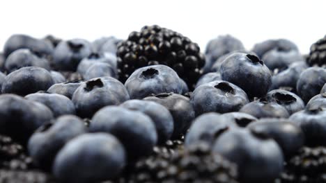 ripe raw berries of blackberry and bog whortleberry, background