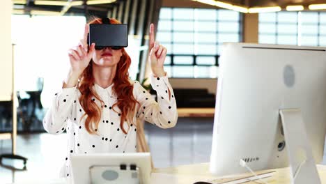 businesswoman using virtual 3d glasses