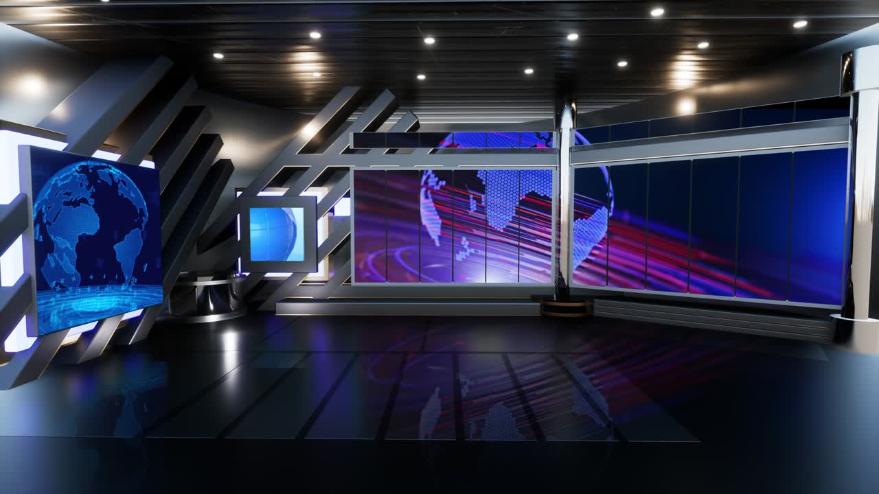 tv 뉴스 스튜디오 세트 - 가상 녹색 화면 배경 루프
