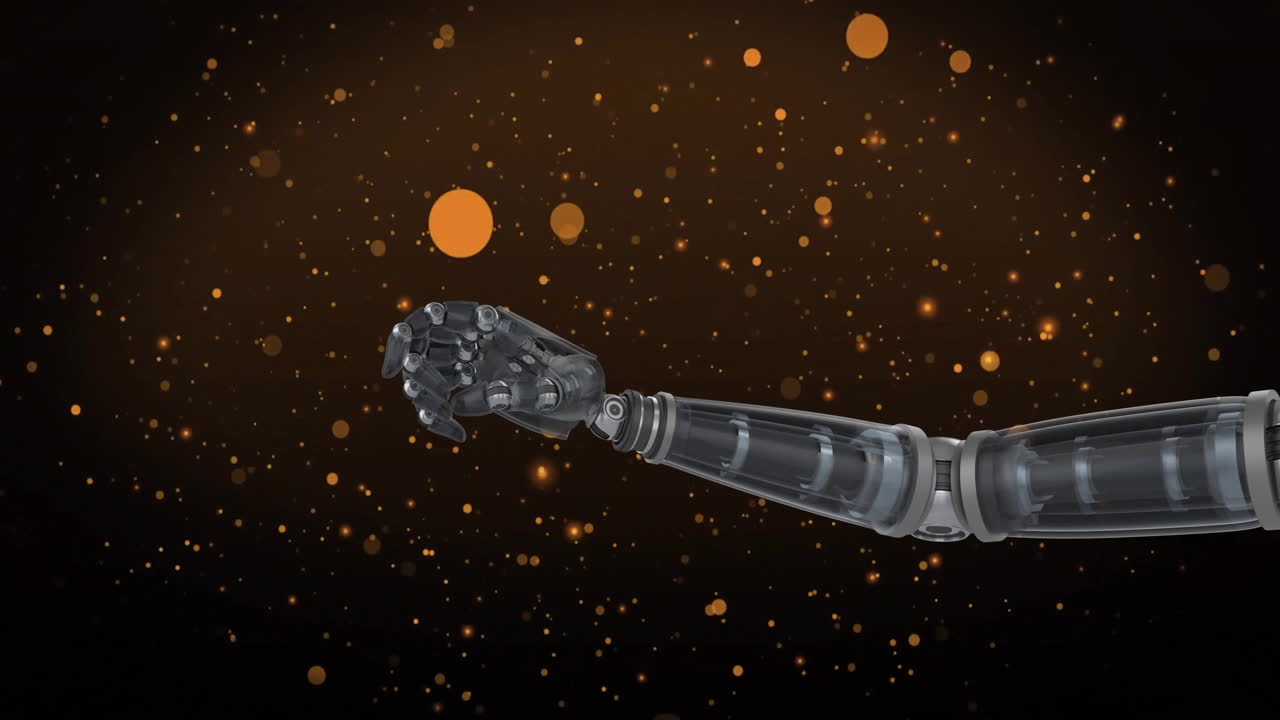 Golden particles floating creating magical animation against dark background atmosphere