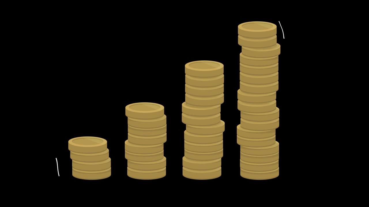 Collage style animated money elements on alpha channel