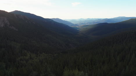 Cinematográfico-Aéreo-Zumbido-Mañana-Amanecer-Flores-Silvestres-Denver-Monte-Evans-14er-Chicago-Lagos-Frente-Al-Pie-Estribaciones-Montañas-Rocosas-Manantiales-De-Idaho-Hoja-Perenne-Paso-De-India-Eco-Montaña-Lago-árboles-Adelante-Sartén