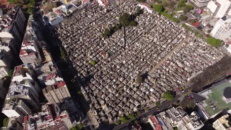 vista aérea completa del cementerio de la recoleta con tumbas de personajes famosos